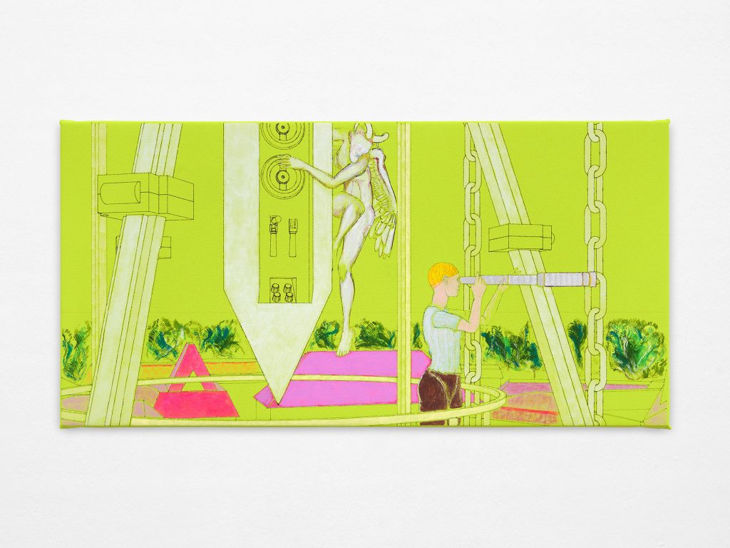 El diablo cujelo, 2026 Acrylic and watercolor on canvas 42 × 84 cm / 16 ½ × 33 ⅛ in