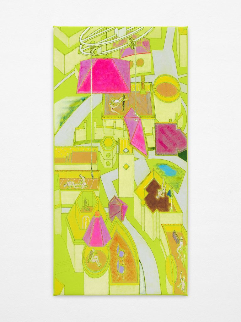 Sabandijas racionales (Un lindo dormía), 2026 Acrylic and watercolor on canvas 84 × 42 cm / 33 ⅛ × 16 ½ in